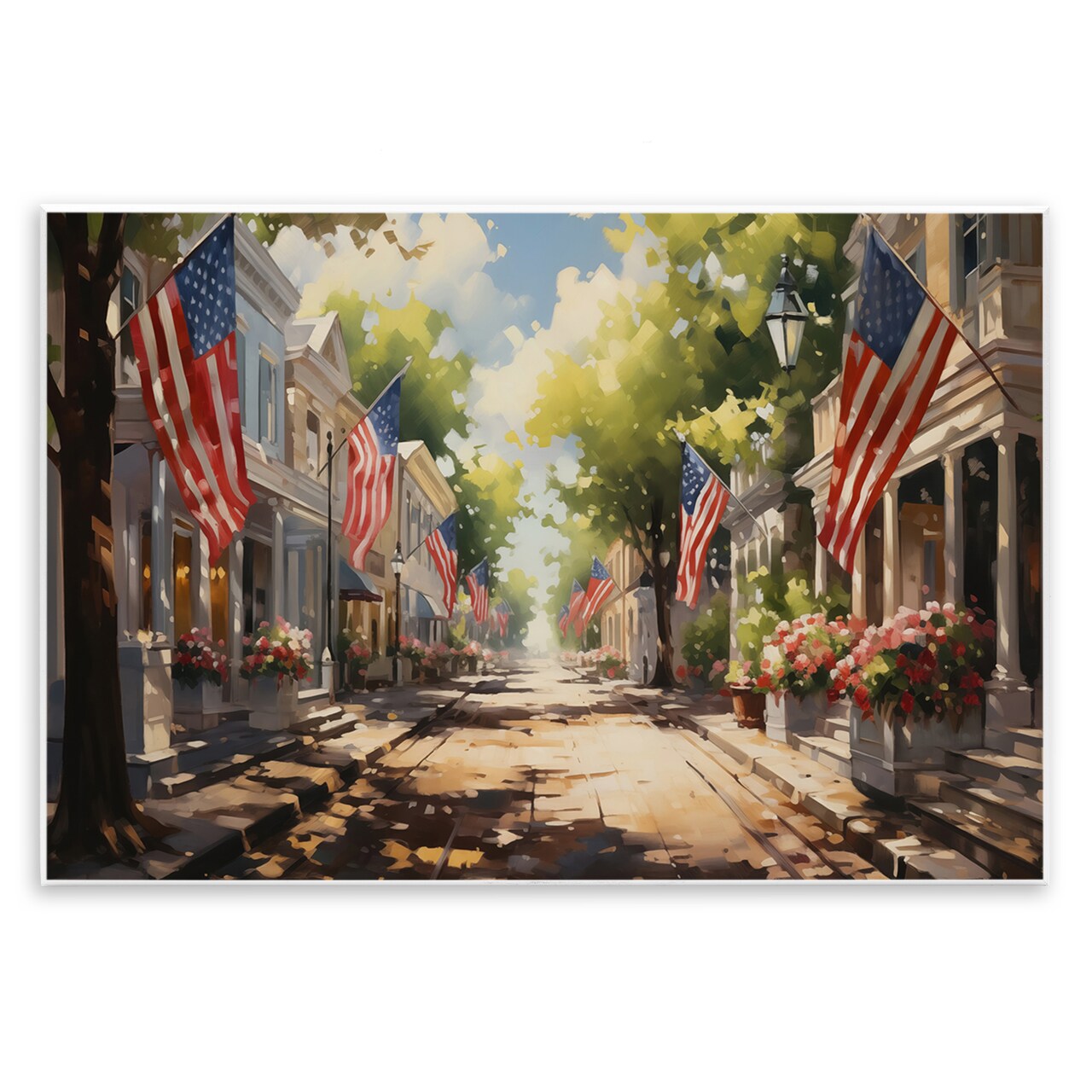 Stupell Industries American Flag Lined Street Wall Plaque Art Design by Arlington Prints
